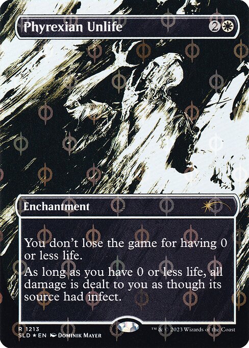 You don't lose the game for having 0 or less life.
As long as you have 0 or less life, all damage is dealt to you as though its source had infect. (Damage is dealt to you in the form of poison counters.)