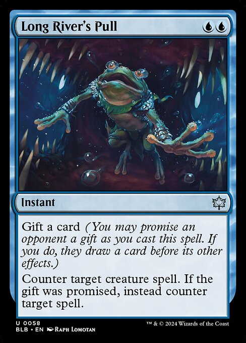 Gift a card (You may promise an opponent a gift as you cast this spell. If you do, they draw a card before its other effects.)
Counter target creature spell. If the gift was promised, instead counter target spell.