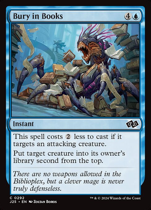 This spell costs {2} less to cast if it targets an attacking creature.
Put target creature into its owner's library second from the top.