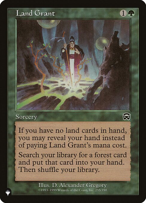 If you have no land cards in hand, you may reveal your hand rather than pay this spell's mana cost.
Search your library for a Forest card, reveal that card, put it into your hand, then shuffle.