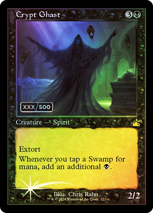 Extort (Whenever you cast a spell, you may pay {W/B}. If you do, each opponent loses 1 life and you gain that much life.)
Whenever you tap a Swamp for mana, add an additional {B}.