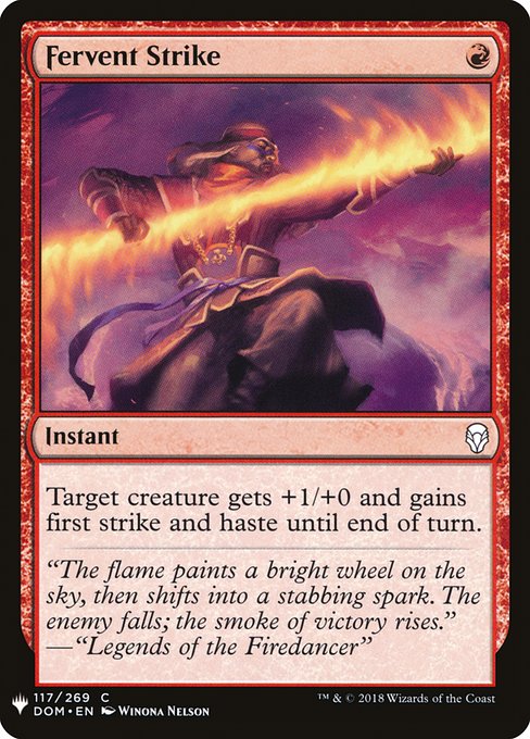 Target creature gets +1/+0 and gains first strike and haste until end of turn.