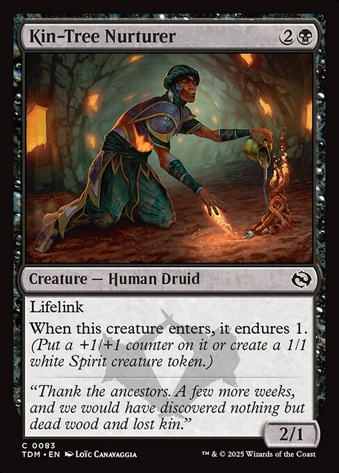Lifelink
When this creature enters, it endures 1. (Put a +1/+1 counter on it or create a 1/1 white Spirit creature token.)