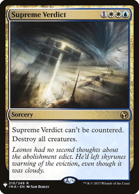 This spell can't be countered.
Destroy all creatures.