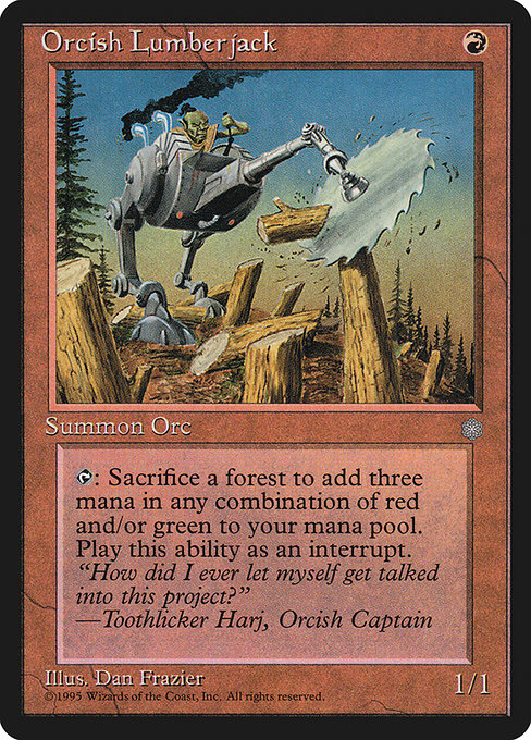 {T}, Sacrifice a Forest: Add three mana in any combination of {R} and/or {G}.