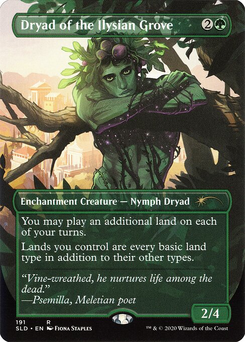 You may play an additional land on each of your turns.
Lands you control are every basic land type in addition to their other types.