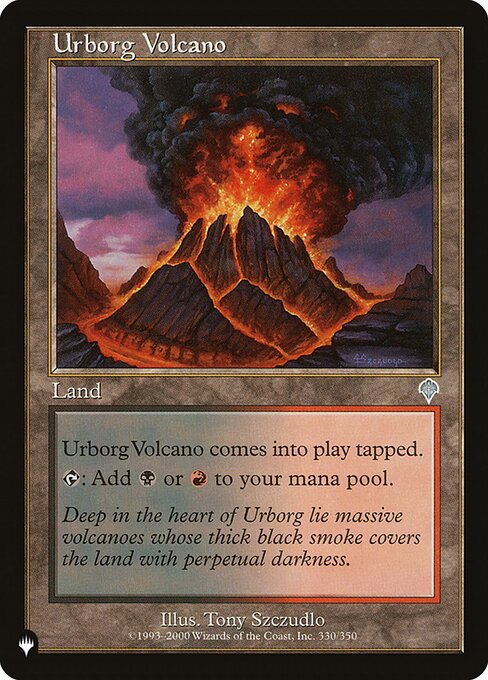 Urborg Volcano enters tapped.
{T}: Add {B} or {R}.