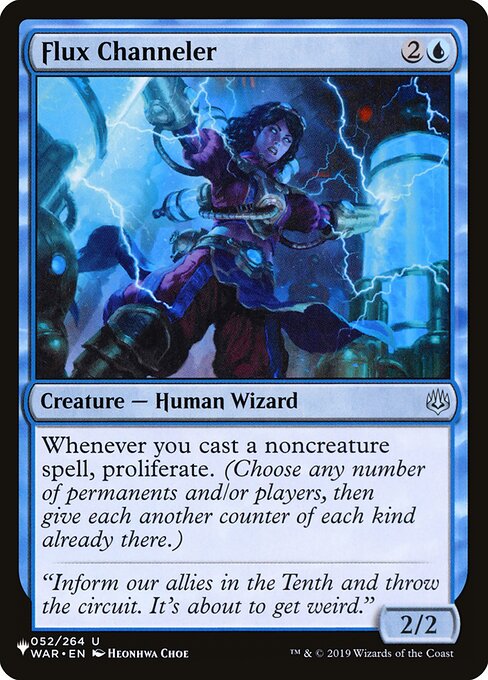 Whenever you cast a noncreature spell, proliferate. (Choose any number of permanents and/or players, then give each another counter of each kind already there.)