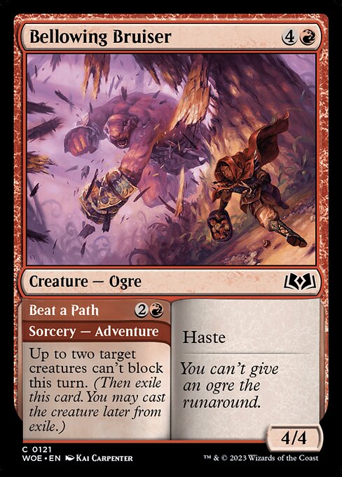 Haste   Up to two target creatures can't block this turn. (Then exile this card. You may cast the creature later from exile.)