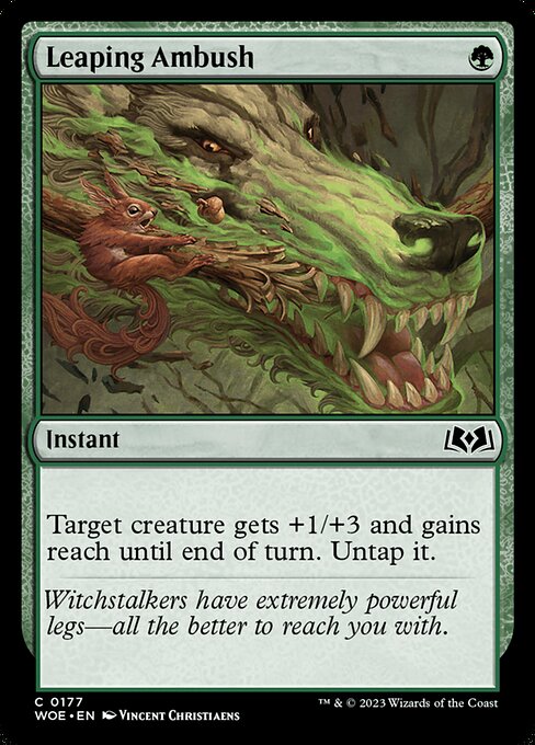 Target creature gets +1/+3 and gains reach until end of turn. Untap it.