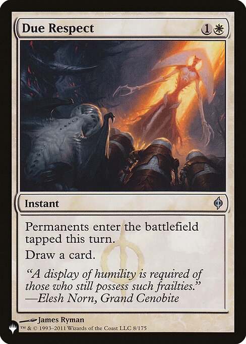 Permanents enter the battlefield tapped this turn.
Draw a card.