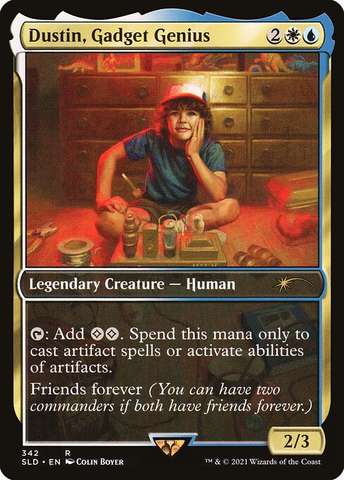 {T}: Add {C}{C}. Spend this mana only to cast artifact spells or activate abilities of artifacts.
Friends forever (You can have two commanders if both have friends forever.)