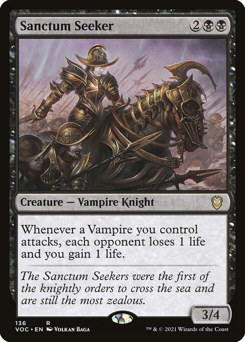 Whenever a Vampire you control attacks, each opponent loses 1 life and you gain 1 life.