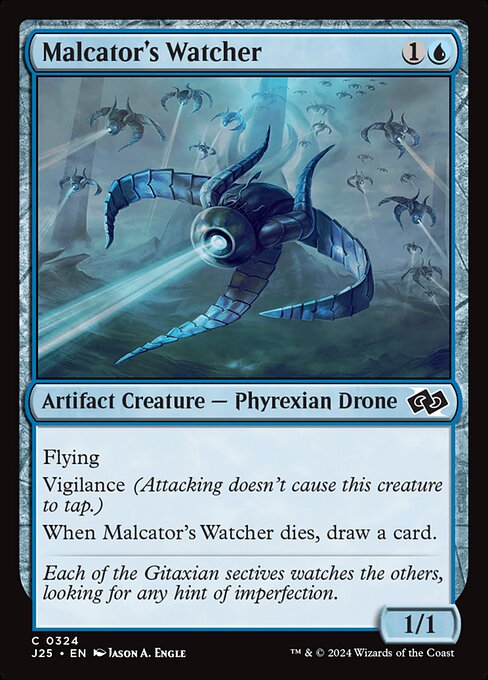 Flying, vigilance
When Malcator's Watcher dies, draw a card.