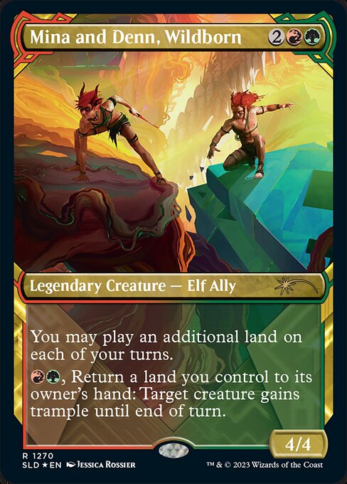 You may play an additional land on each of your turns.
{R}{G}, Return a land you control to its owner's hand: Target creature gains trample until end of turn.
