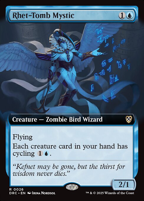 Flying
Each creature card in your hand has cycling {1}{U}. ({1}{U}, Discard that card: Draw a card.)