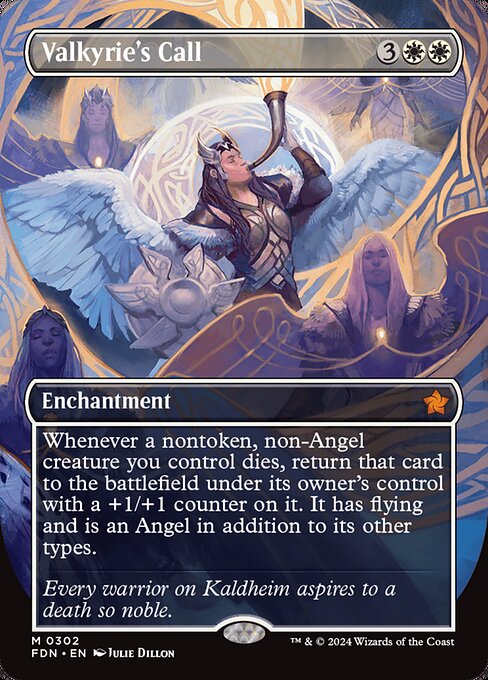 Whenever a nontoken, non-Angel creature you control dies, return that card to the battlefield under its owner's control with a +1/+1 counter on it. It has flying and is an Angel in addition to its other types.
