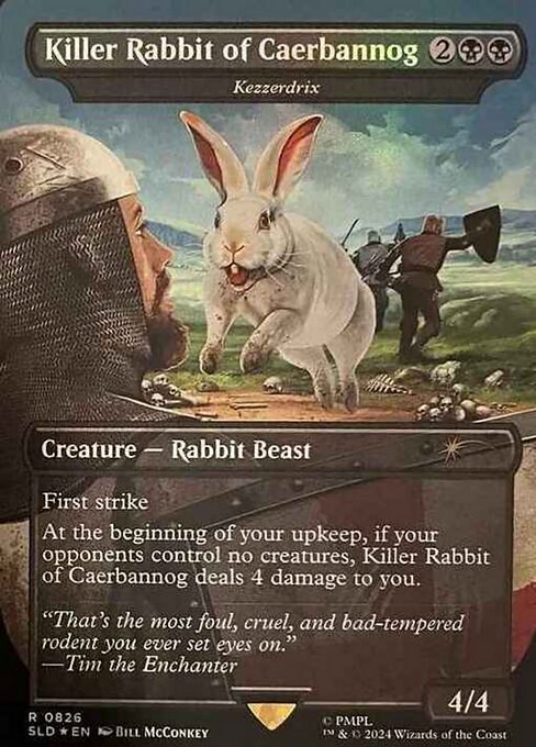 First strike
At the beginning of your upkeep, if your opponents control no creatures, Kezzerdrix deals 4 damage to you.