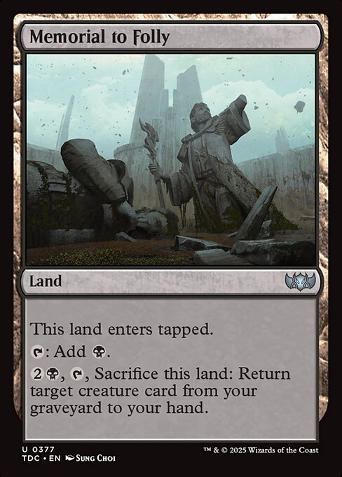 This land enters tapped.
{T}: Add {B}.
{2}{B}, {T}, Sacrifice this land: Return target creature card from your graveyard to your hand.
