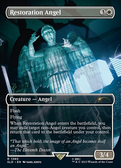 Flash
Flying
When Restoration Angel enters the battlefield, you may exile target non-Angel creature you control, then return that card to the battlefield under your control.