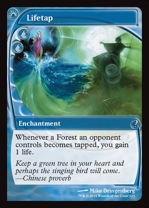 Whenever a Forest an opponent controls becomes tapped, you gain 1 life.