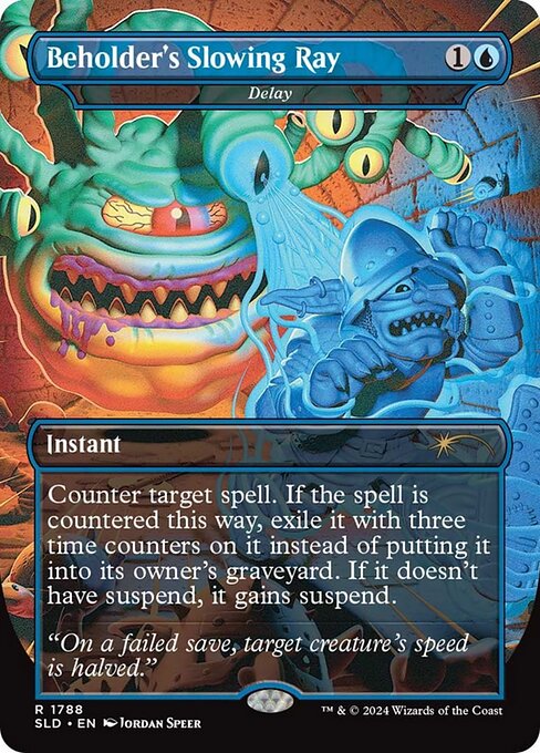 Counter target spell. If the spell is countered this way, exile it with three time counters on it instead of putting it into its owner's graveyard. If it doesn't have suspend, it gains suspend. (At the beginning of its owner's upkeep, they remove a time counter. When the last is removed, they may play it without paying its mana cost. If it's a creature, it has haste.)
