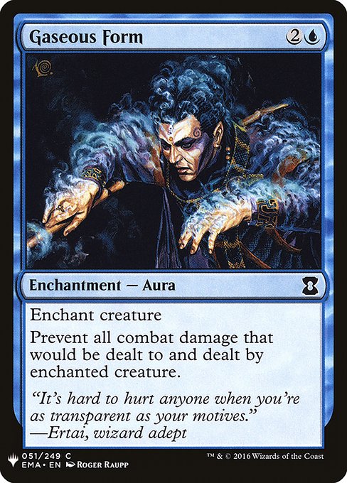 Enchant creature
Prevent all combat damage that would be dealt to and dealt by enchanted creature.