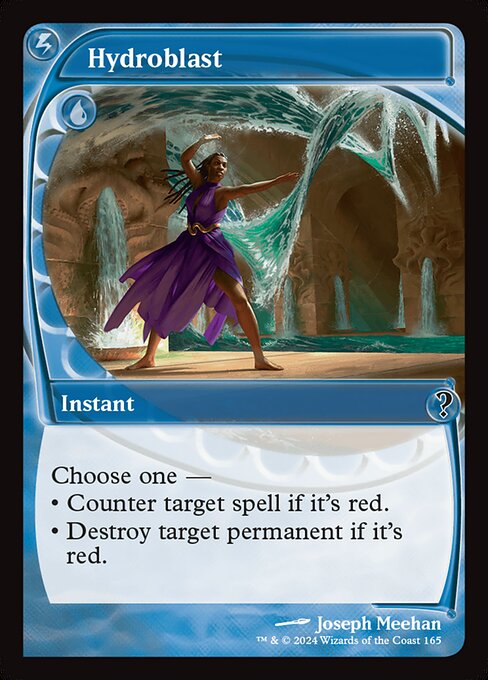 Choose one —
• Counter target spell if it's red.
• Destroy target permanent if it's red.