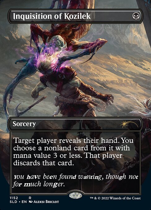 Target player reveals their hand. You choose a nonland card from it with mana value 3 or less. That player discards that card.
