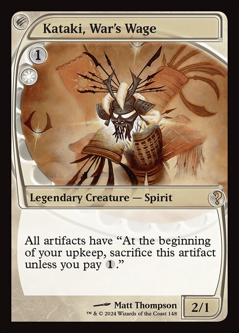 All artifacts have "At the beginning of your upkeep, sacrifice this artifact unless you pay {1}."