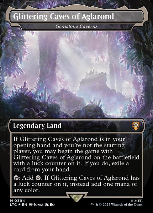 If Gemstone Caverns is in your opening hand and you're not the starting player, you may begin the game with Gemstone Caverns on the battlefield with a luck counter on it. If you do, exile a card from your hand.
{T}: Add {C}. If Gemstone Caverns has a luck counter on it, instead add one mana of any color.