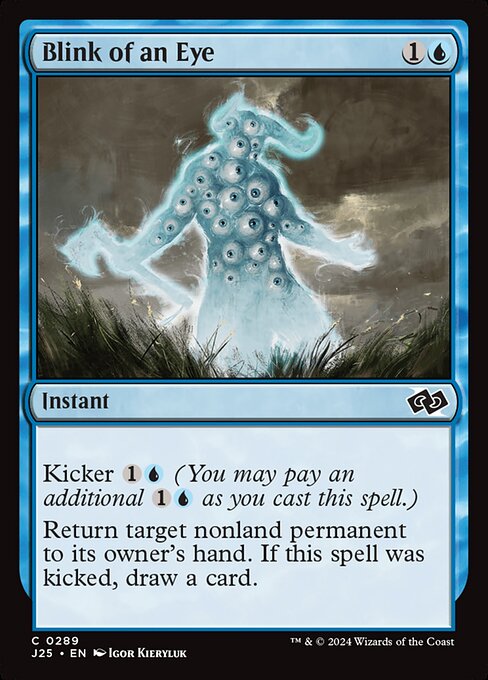 Kicker {1}{U} (You may pay an additional {1}{U} as you cast this spell.)
Return target nonland permanent to its owner's hand. If this spell was kicked, draw a card.