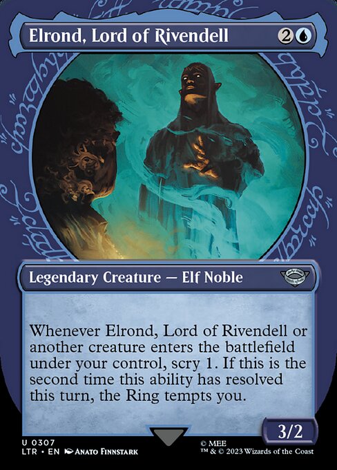 Whenever Elrond, Lord of Rivendell or another creature enters the battlefield under your control, scry 1. If this is the second time this ability has resolved this turn, the Ring tempts you.