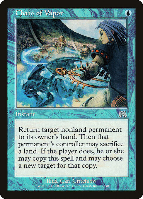Return target nonland permanent to its owner's hand. Then that permanent's controller may sacrifice a land. If the player does, they may copy this spell and may choose a new target for that copy.