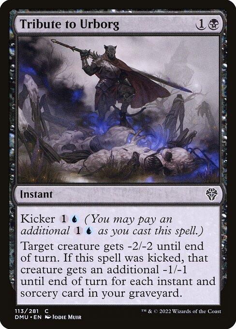 Kicker {1}{U} (You may pay an additional {1}{U} as you cast this spell.)
Target creature gets -2/-2 until end of turn. If this spell was kicked, that creature gets an additional -1/-1 until end of turn for each instant and sorcery card in your graveyard.