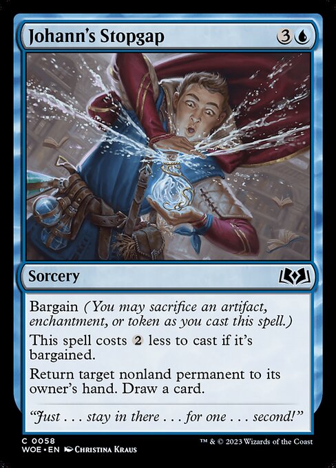 Bargain (You may sacrifice an artifact, enchantment, or token as you cast this spell.)
This spell costs {2} less to cast if it's bargained.
Return target nonland permanent to its owner's hand. Draw a card.