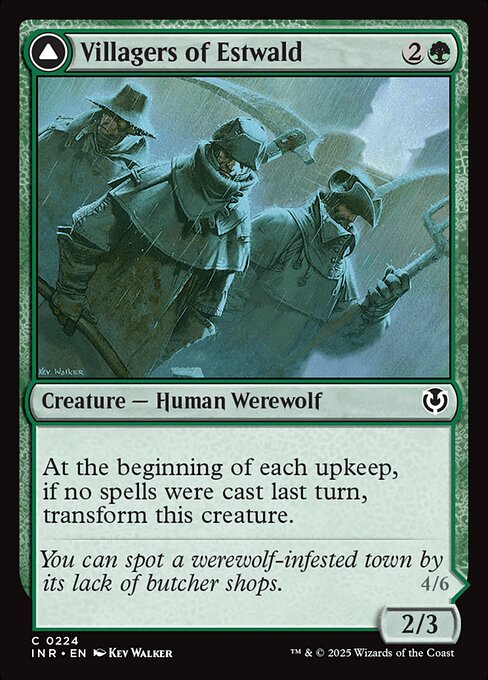 At the beginning of each upkeep, if no spells were cast last turn, transform this creature.   At the beginning of each upkeep, if a player cast two or more spells last turn, transform this creature.