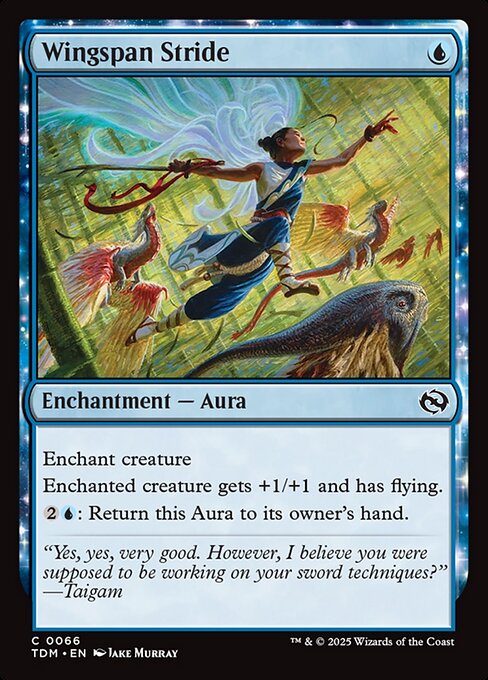 Enchant creature
Enchanted creature gets +1/+1 and has flying.
{2}{U}: Return this Aura to its owner's hand.