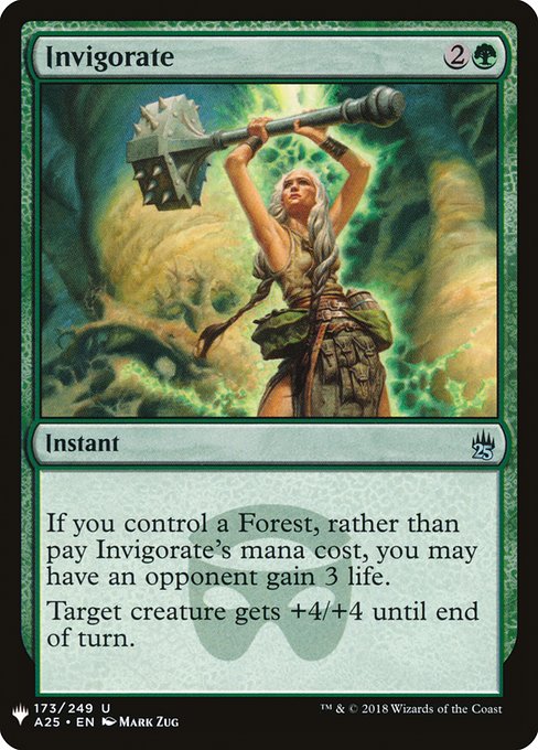 If you control a Forest, rather than pay this spell's mana cost, you may have an opponent gain 3 life.
Target creature gets +4/+4 until end of turn.