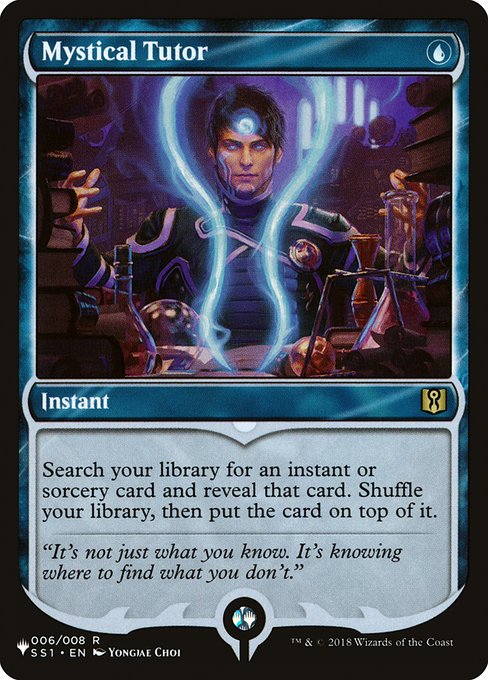 Search your library for an instant or sorcery card, reveal it, then shuffle and put that card on top.