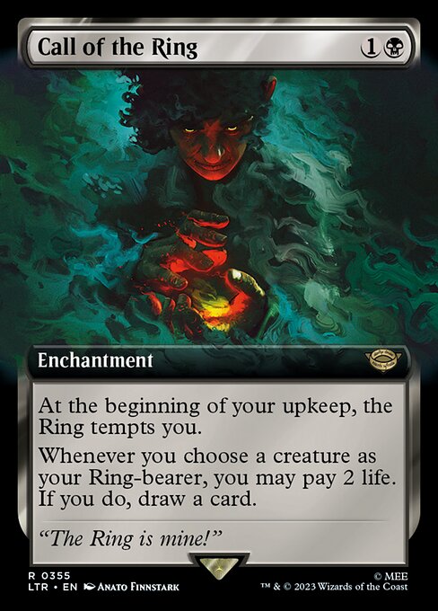 At the beginning of your upkeep, the Ring tempts you.
Whenever you choose a creature as your Ring-bearer, you may pay 2 life. If you do, draw a card.