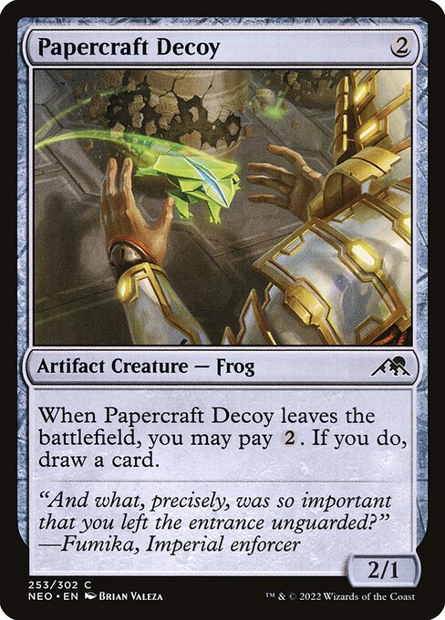 When Papercraft Decoy leaves the battlefield, you may pay {2}. If you do, draw a card.