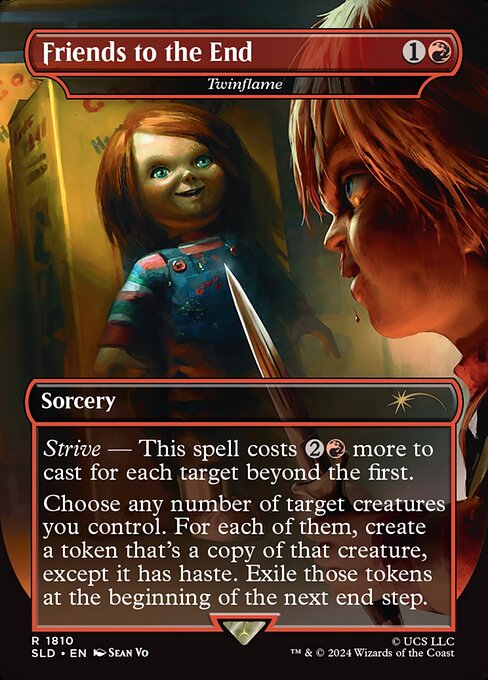 Strive — This spell costs {2}{R} more to cast for each target beyond the first.
Choose any number of target creatures you control. For each of them, create a token that's a copy of that creature, except it has haste. Exile those tokens at the beginning of the next end step.
