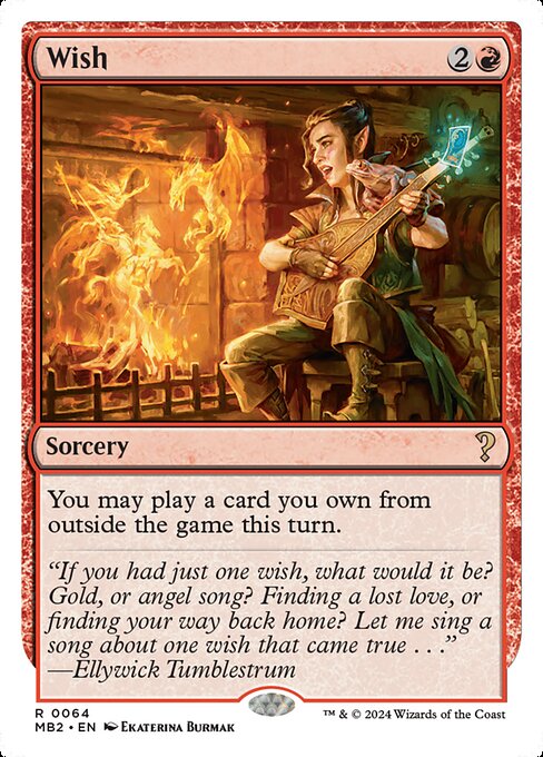 You may play a card you own from outside the game this turn.