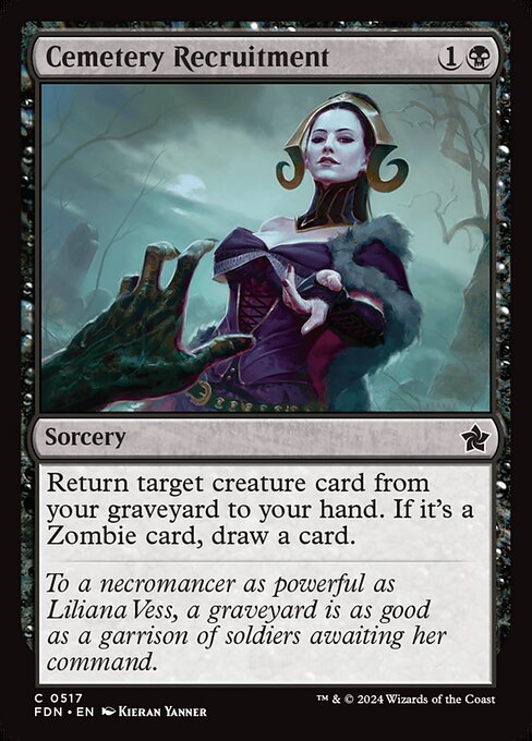 Return target creature card from your graveyard to your hand. If it's a Zombie card, draw a card.