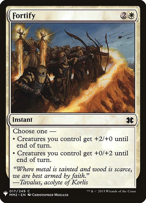 Choose one —
• Creatures you control get +2/+0 until end of turn.
• Creatures you control get +0/+2 until end of turn.