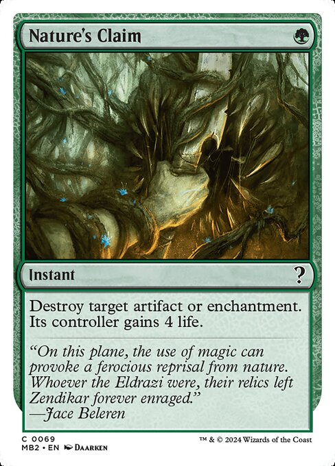 Destroy target artifact or enchantment. Its controller gains 4 life.