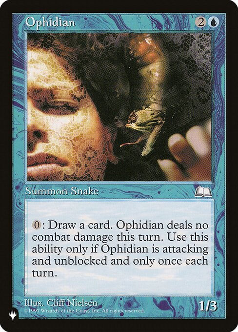 Whenever Ophidian attacks and isn't blocked, you may draw a card. If you do, Ophidian assigns no combat damage this turn.