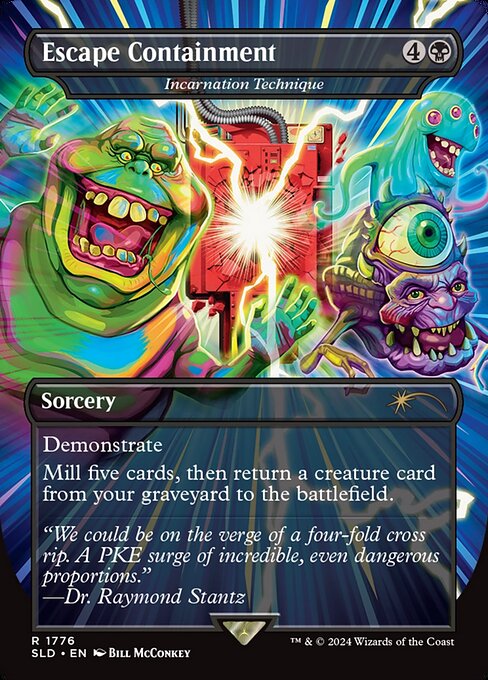 Demonstrate (When you cast this spell, you may copy it. If you do, choose an opponent to also copy it.)
Mill five cards, then return a creature card from your graveyard to the battlefield.