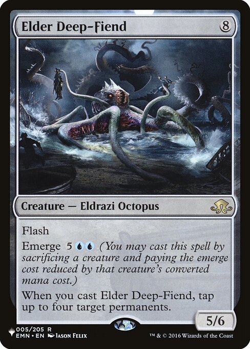 Flash
Emerge {5}{U}{U} (You may cast this spell by sacrificing a creature and paying the emerge cost reduced by that creature's mana value.)
When you cast this spell, tap up to four target permanents.